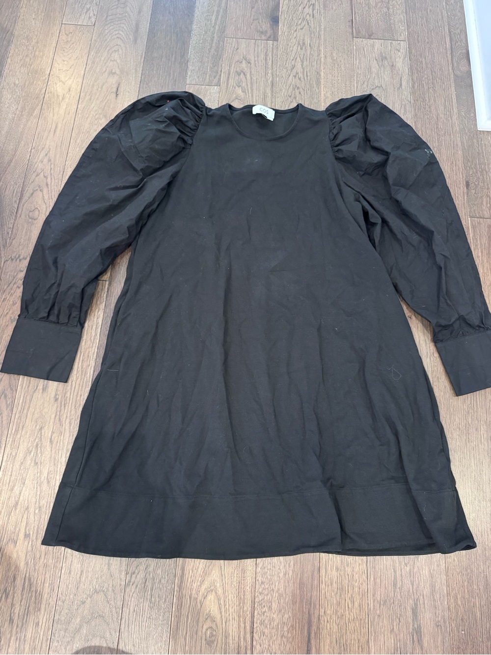 COS Black Puff-Sleeve Crewneck Dress - Picture 2 of 7